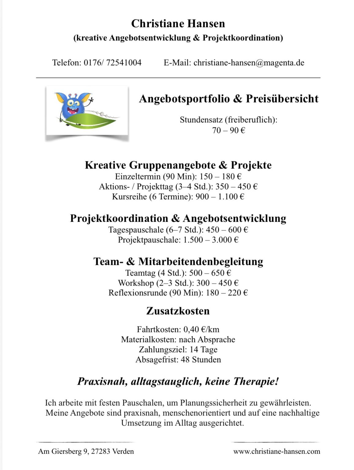 Angebotsportfolio & Preisübersicht